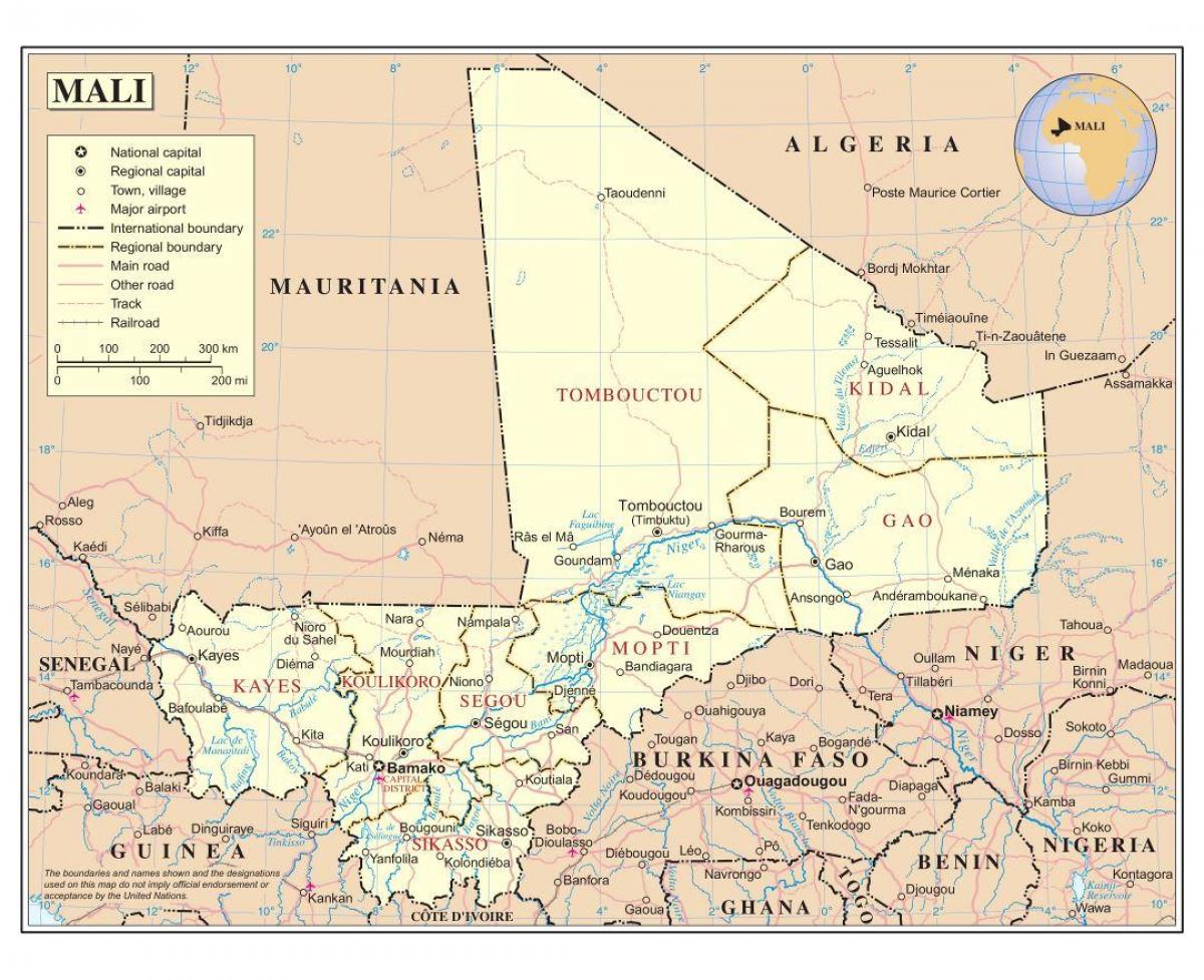 Kaart van Mali diep