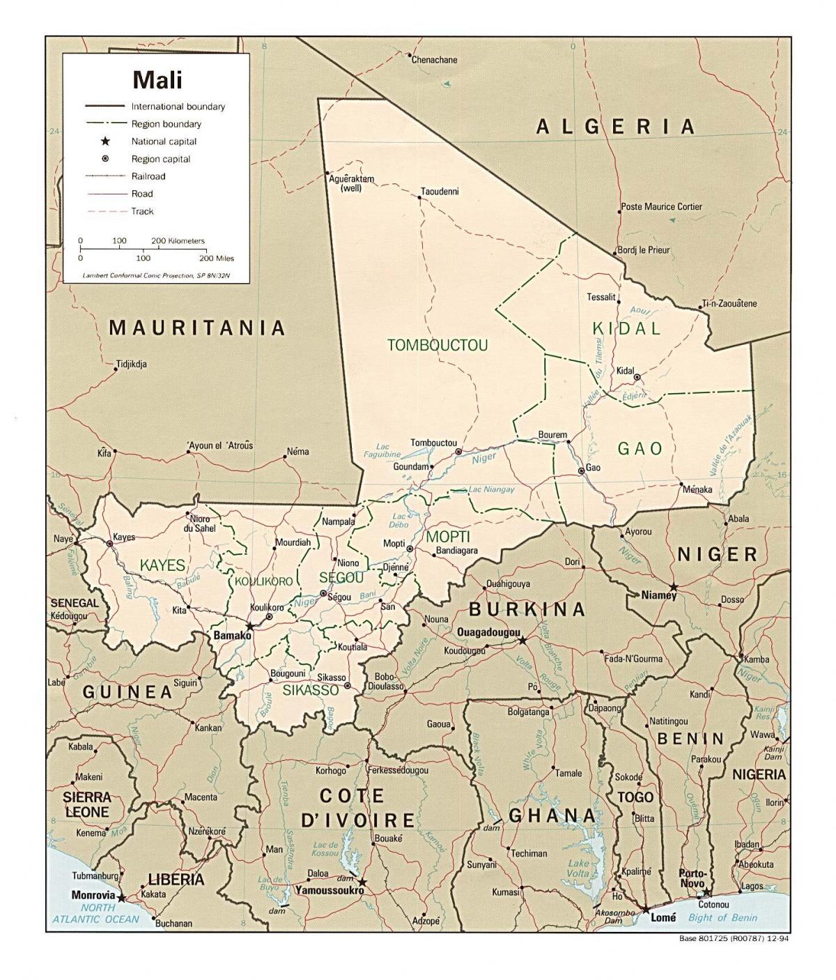 Kaart van Mali land